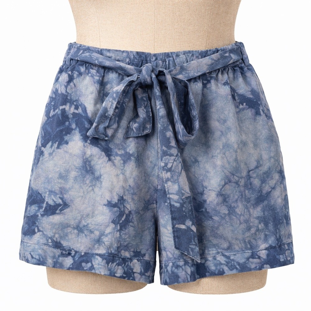 Anthropologie Tie Dye Boho Tencel Shorts Size M Blue Indie Sleaze Festival Beach